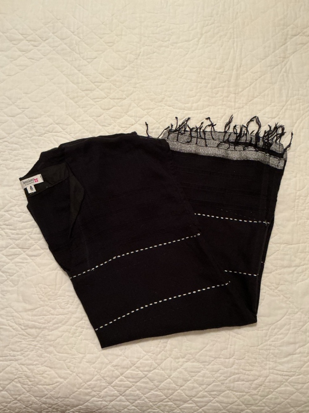 Lemlem Tikuri Tunic Swim Coverup Dress, Black, Silver Thread & Fringe Hem, Small - Picture 14 of 14